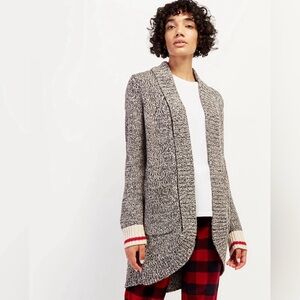 Roots Black and White Long Knit Cardigan